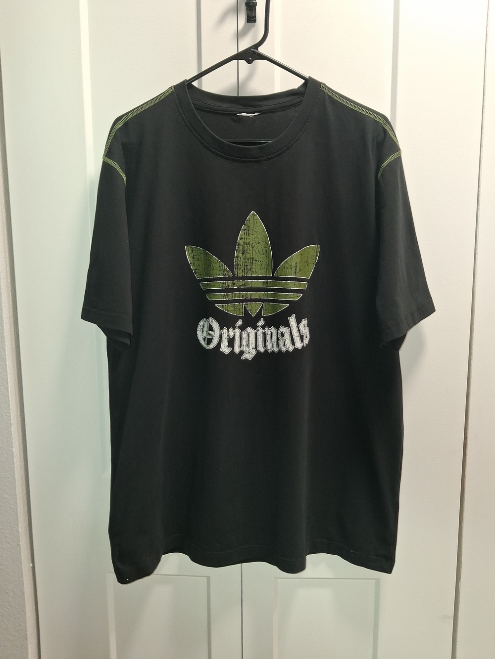 adidas Black Tee with Green Trefoil and 'Originals' Graphic